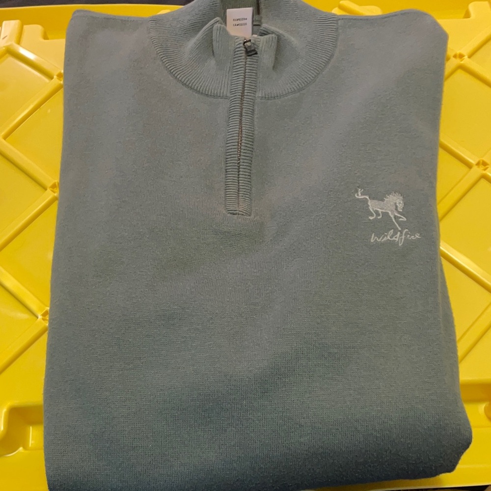 Cutter & Buck Men's Zip-Up Sweater in Soft Blue